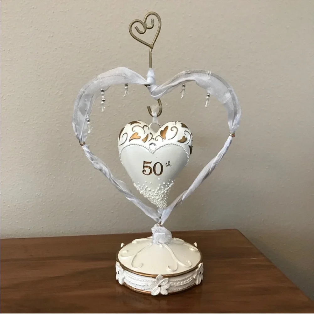 Enesco Heart Shaped Cake Topper 50th perfect for Birthday or Anniversary